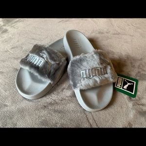 Puma Fenty Blue Fur Slides